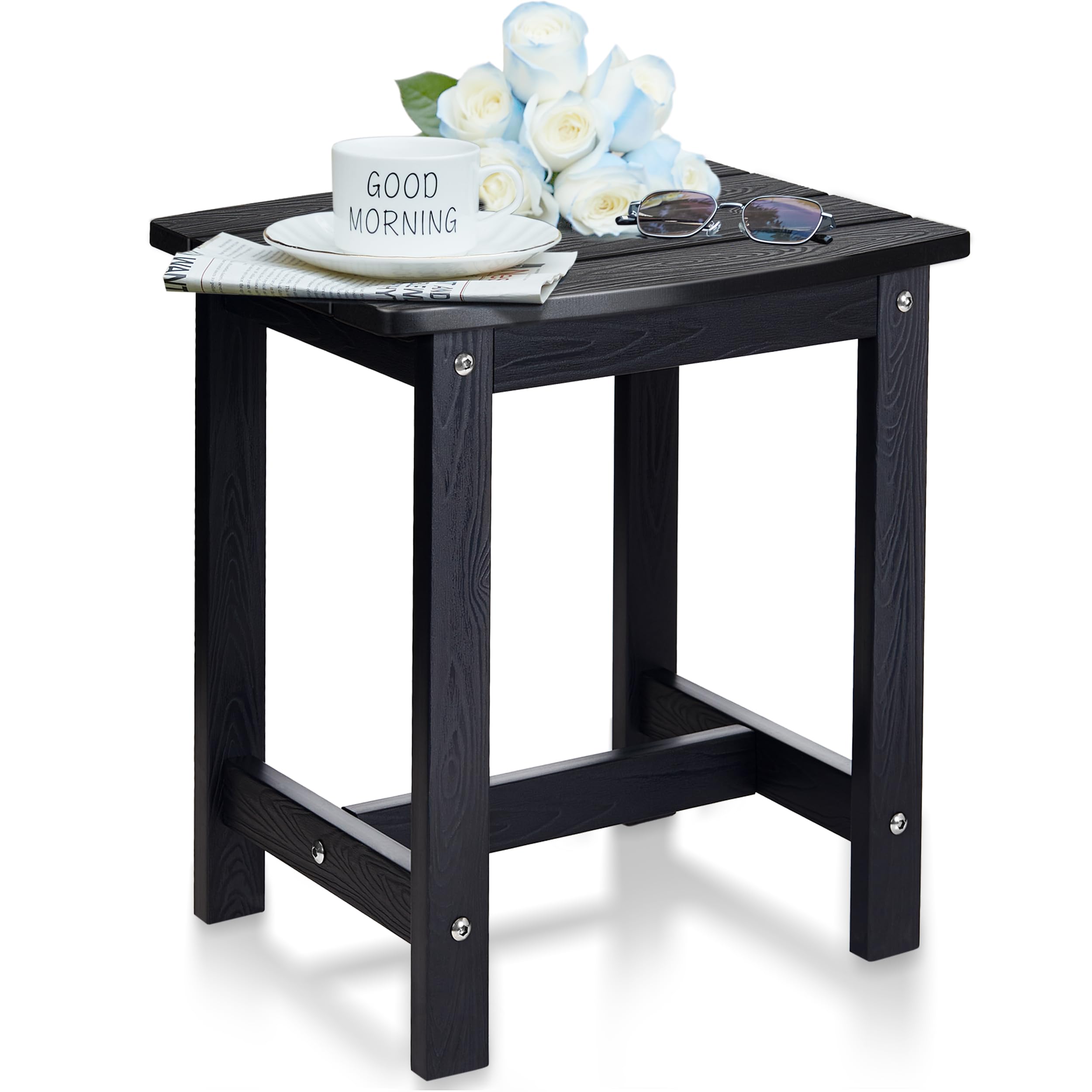 Y&M Outdoor Side Table, HIPS Adirondack Small Single Table, Waterproof Square Outside Table, Balcony Modern End Tables for Patio, Pool, Beach, Porch,