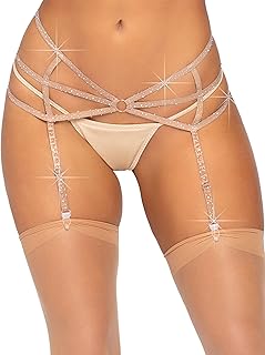 womens Strappy Elastic Rhinestone Garter Belt