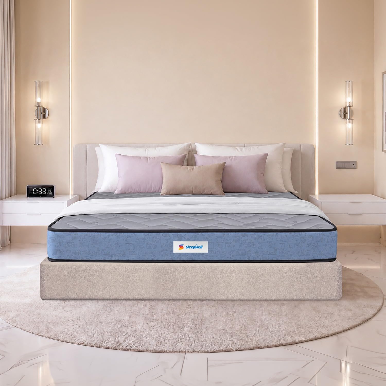 Sleepwell Ortho Pro Latex Mattress | King Size 72x72x8 Inch | 100% Pure Natural Latex Orthopedic Support | Pressure Relief | Cool Yarn Fabric | Neem Fresche Anti-Microbial | 10 Years Warranty