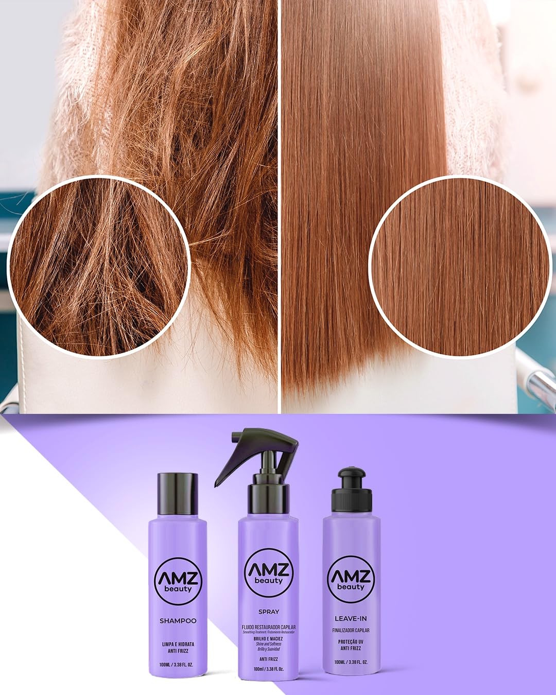AMZ Beauty Tratamiento de queratina (kit con champú, batidor y leave-in)