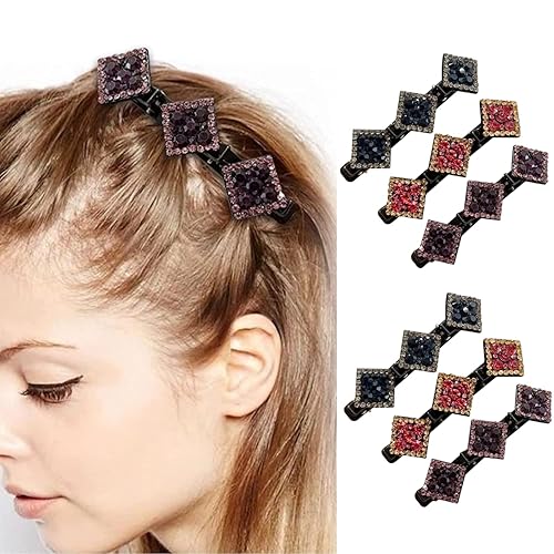 6 pinzas trenzadas para el cabello para mujeres y niñas, pinzas para el cabello con diamantes de imitación, horquillas de piedra de cristal, pinza