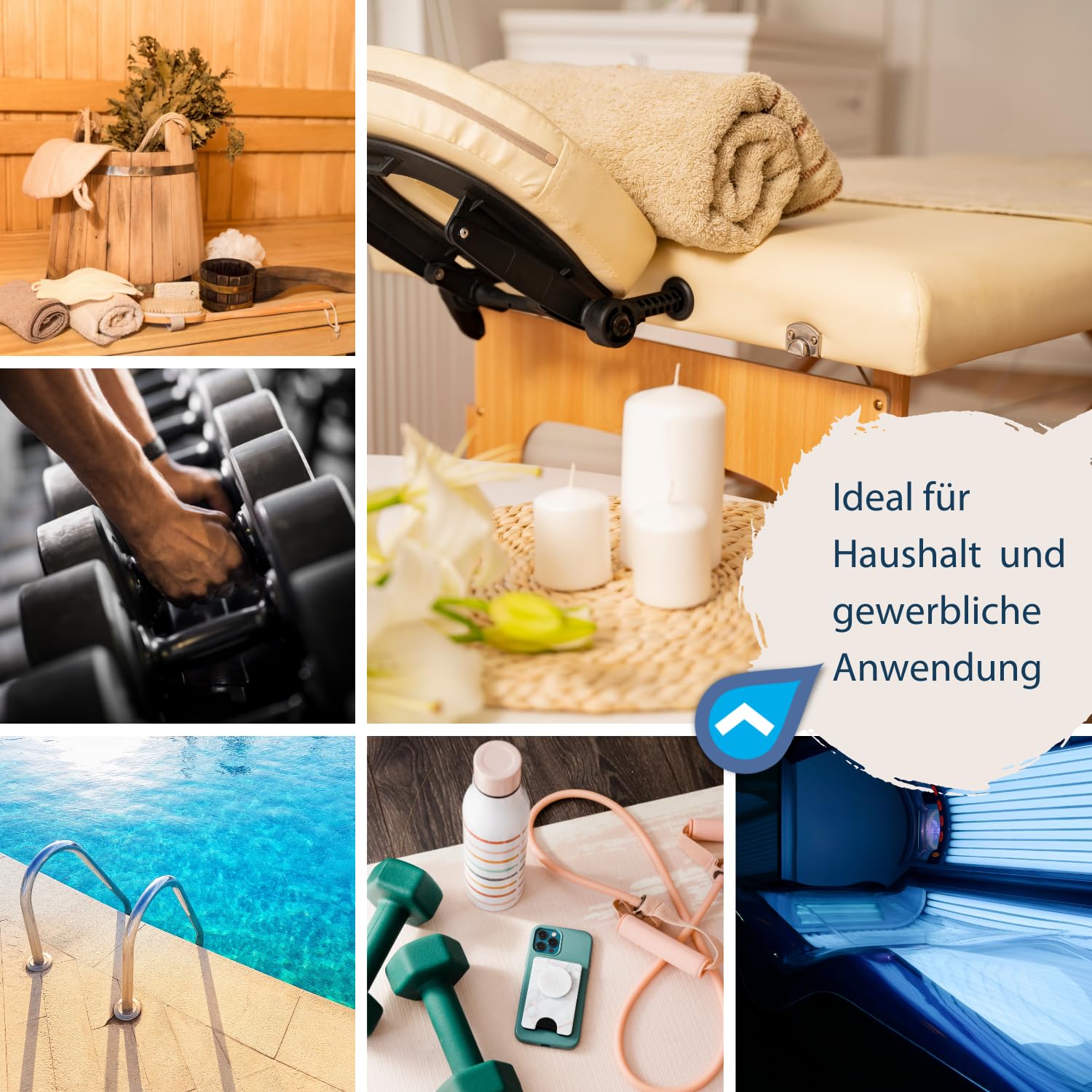 KaiserRein Desinfektionsreiniger Wellness 10 L Kanister inkl. 2 x 1 L Sprühflasche Set Desinfektionsmittel für Oberflächen, Liegen, Türklinken, Fitnessgeräte, Toiletten usw.