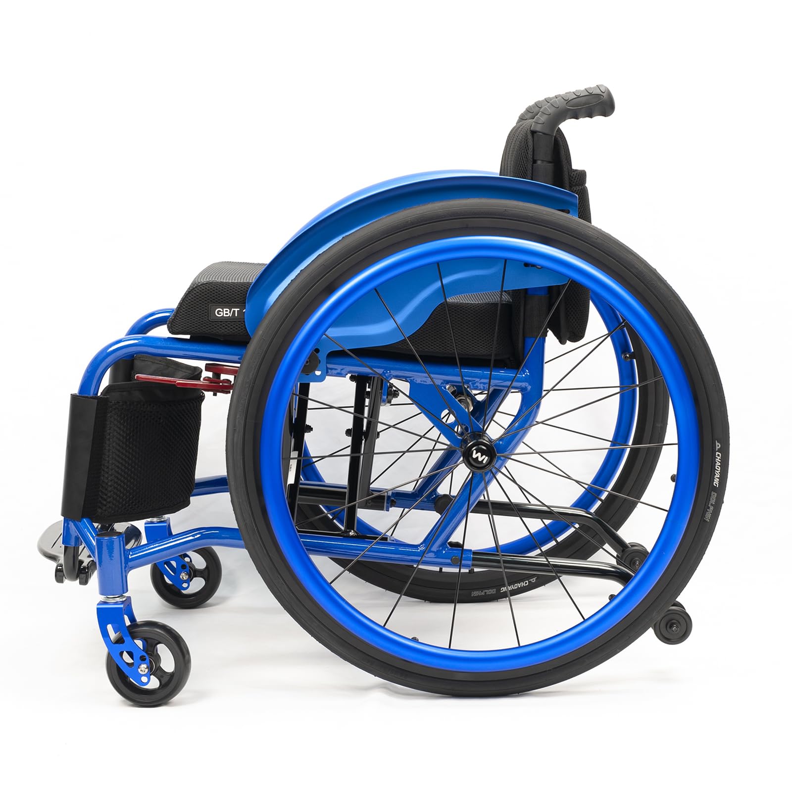 HTDRE Sports Wheelchair - Lightweight Folding Manual Wheelchair with Adjustable Footrest and Quick Release Rear Wheels