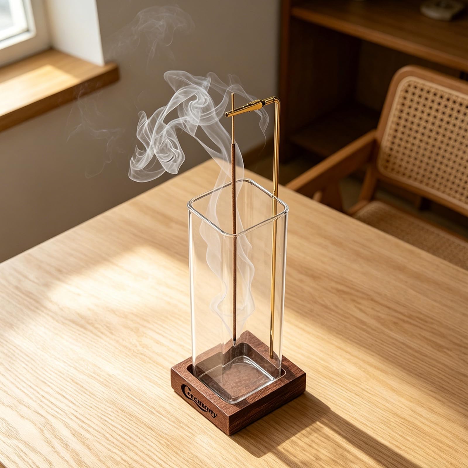 Incense Holder for Sticks，Incense Burner with Glass Ash Catcher