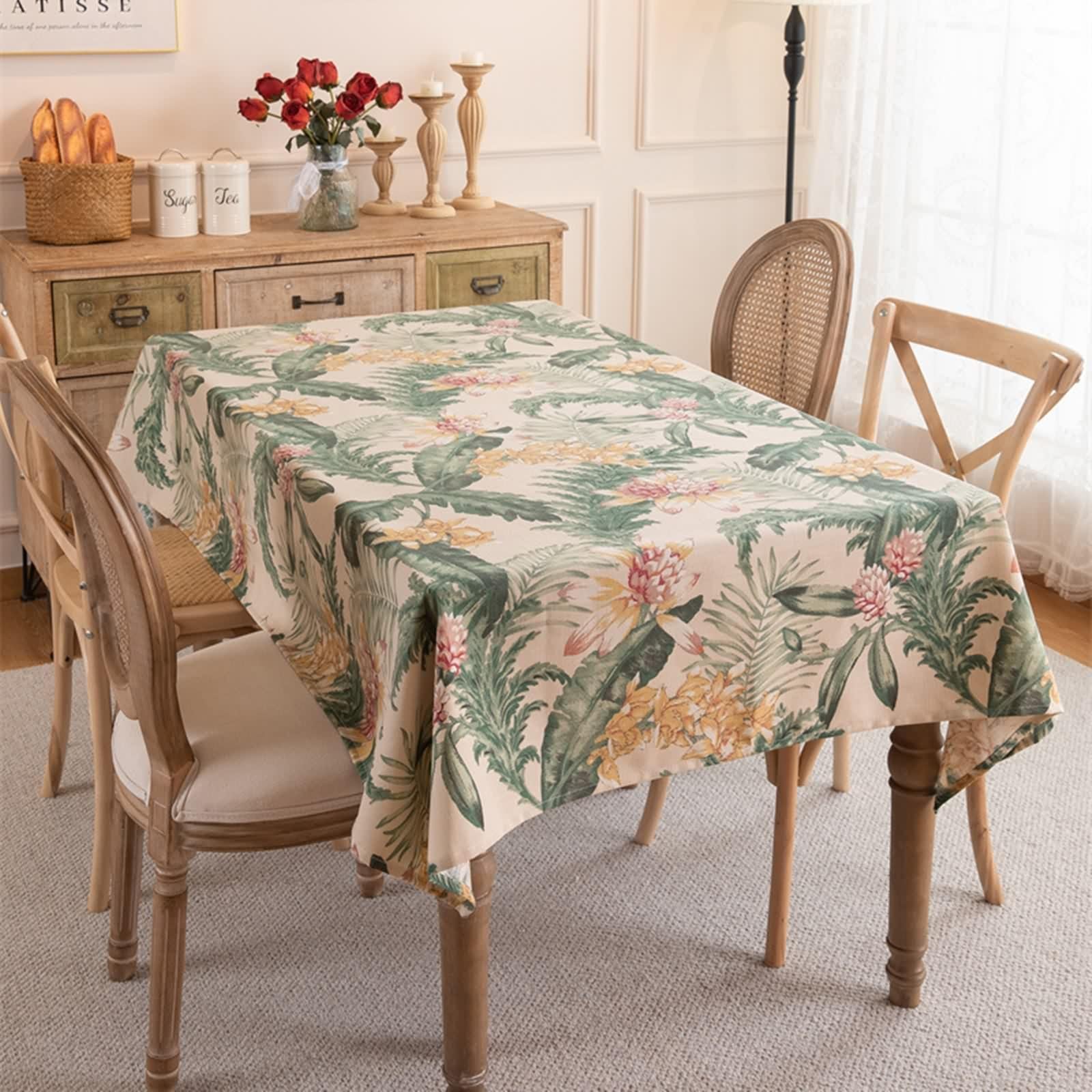 Nappe rectangulaire en polyester imperméable anti-tache pour protéger votre table de salle à manger