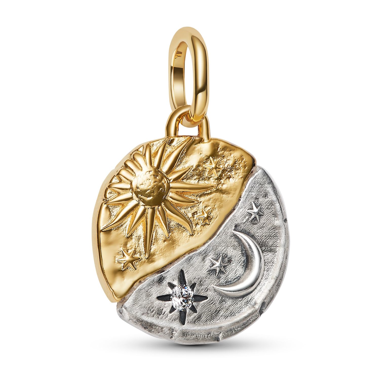 PANDORA Medaglione 21016 | Set di gioielli: collana con pendente da donna, argento sterling 925, con ciondolo bicolore Sole e Luna, argento Sterling 925