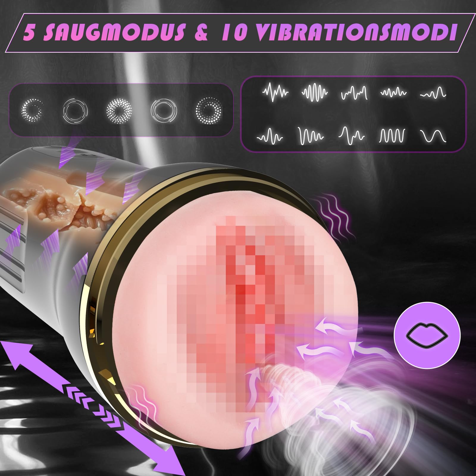 Sex Spielzeug für die Männer, Elektrischer Masturbator Cup 10 Vibration Masturbieren für Männer mit 5 Saugmodi Solo Sex Toys Taschenmuschi Penis Masturbatoren mit 3D Realistischer Vagina Pussy