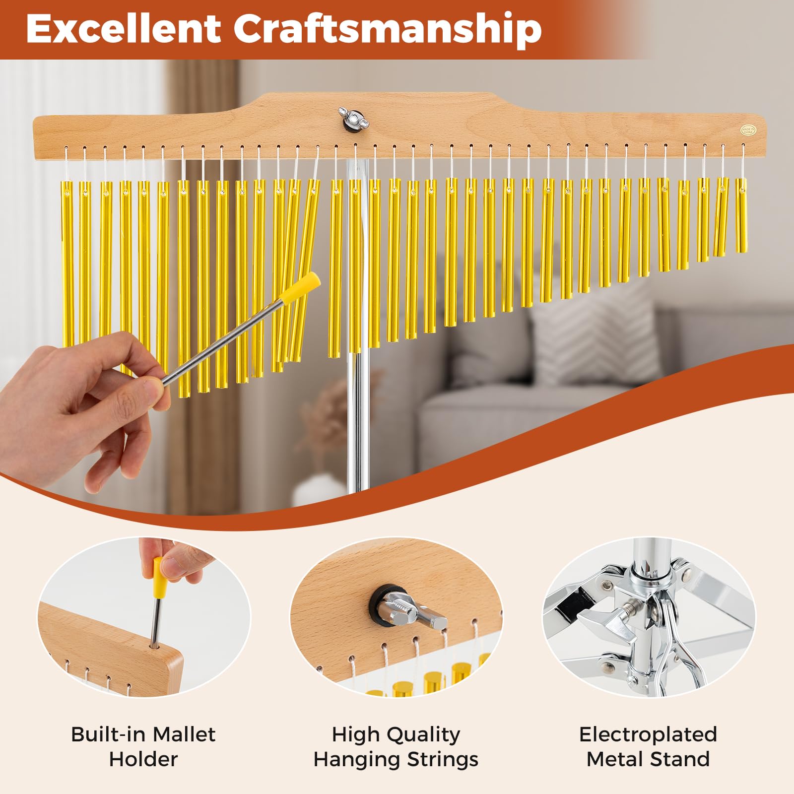 Amazon.com: Costzon 36-Bar Chime, 36 Note Single Row Wind Chimes