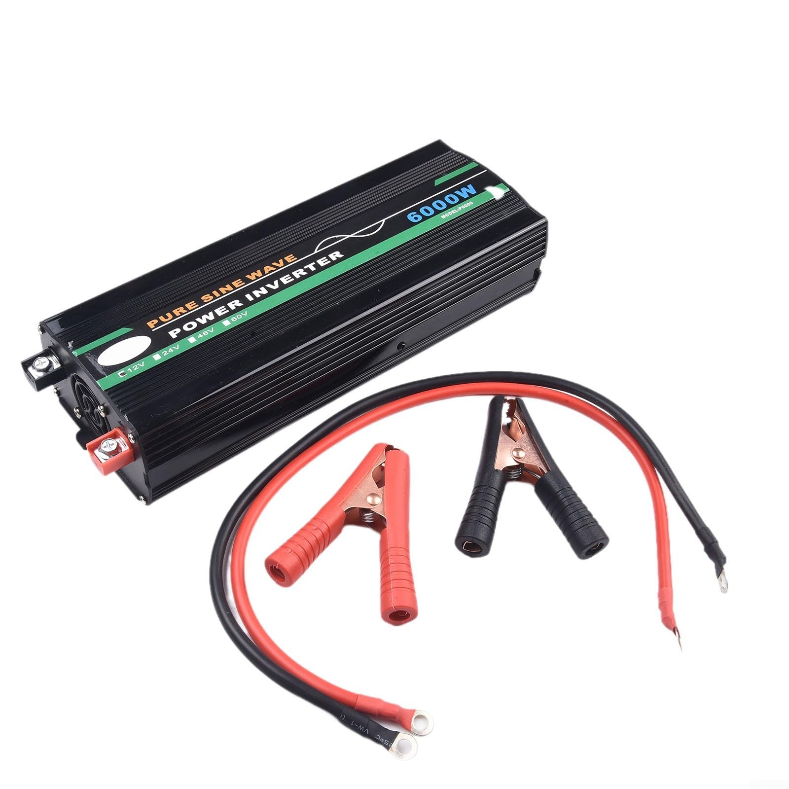 Inversor de corriente de onda sinusoidal pura de 6000 W, con indicador LED para panel solar, hogar, actividades al aire libre (60 V a 220 V)