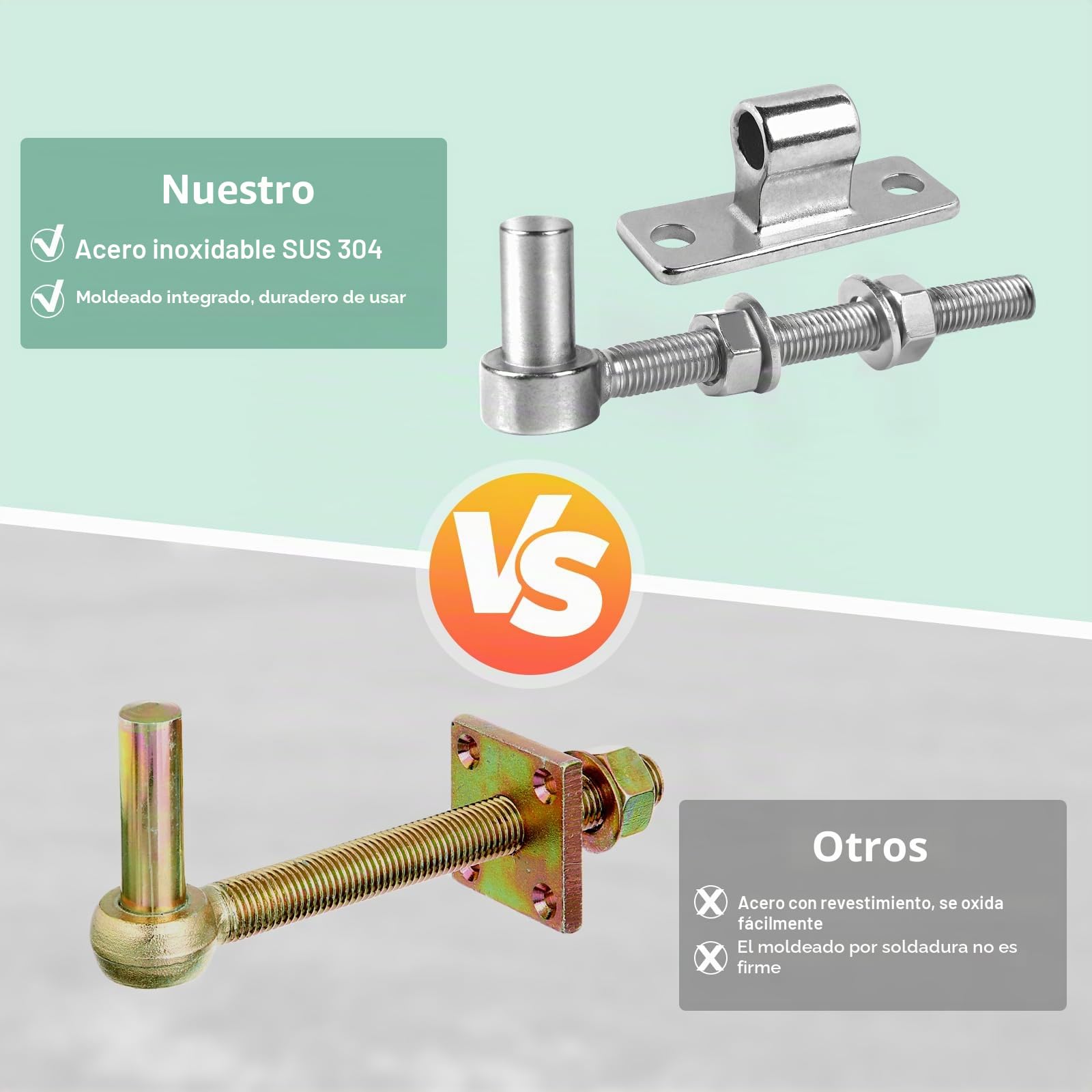 Juego de 6 bisagras para puerta M12-15cm perno J, Bisagras resistentes puertas de jardín ajustable con 6 bisagras verticales para puertas de granja, cercas de madera y cercas metálicas
