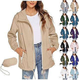 KOG Rain Jacket for Women Waterproof Autumn Jacket Fashion Transition Coat Motorcycle Jacket Plain Tops Running Jacket Thin Rain Cape Winter Jacket Women Winter Coat Fashion Cycling Jacket Hooded