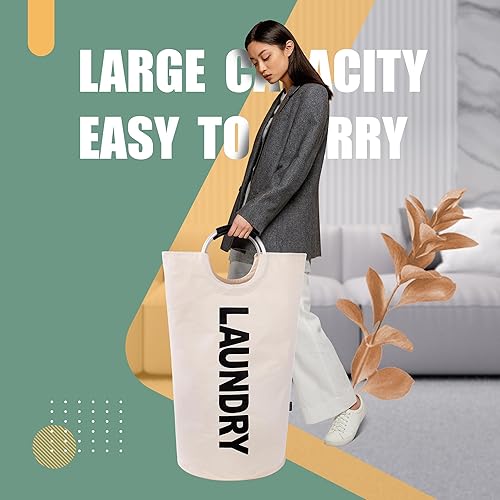 Miniatura 3 de Caroeas 90L Laundry Basket (13 Colors), Waterproof Laundry Hamper, Laundry Bag with Padded Handles, Clothes Hamper, Collapsible Laundry Basket Easy