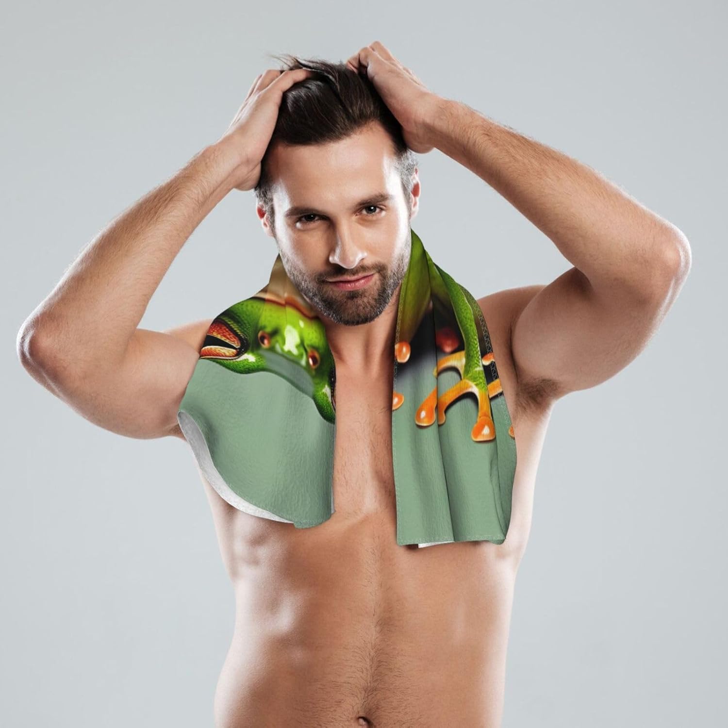 Funny Green Frogs 1 Print Hand Towels for Kitchen, Decorative Bathroom Towels Decor Farmhouse Cute for Men Women Gifts