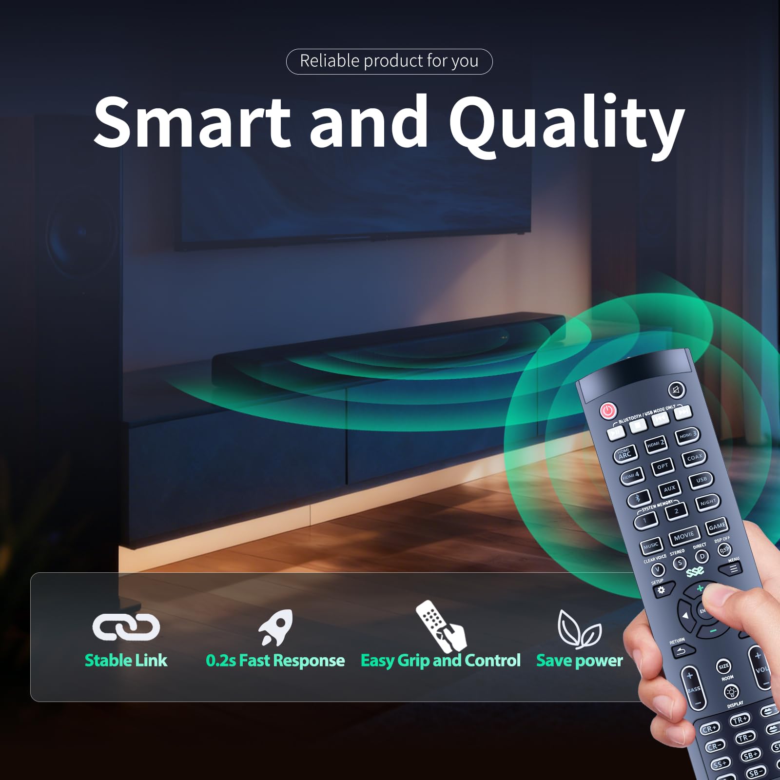 Telecomando di ricambio adatto per soundbar Nakamichi Shockwafe DTSX o SSE Shockwafe Ultra 9.2, 9.2.4 Shockwafe 7.1, 7.2, 9.2 DTS-X/Atmos Soundbar