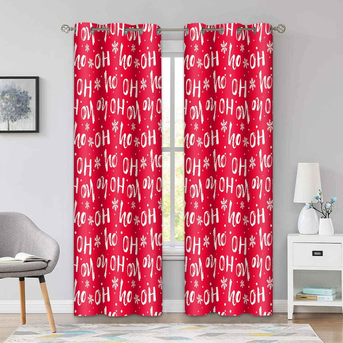 BSPPTI Christmas Red Curtain Room Darkening Thermal Insulated Blackout Window Drapes with Grommets for Decor Bedroom Living Room, Set of 2 Panels, 42