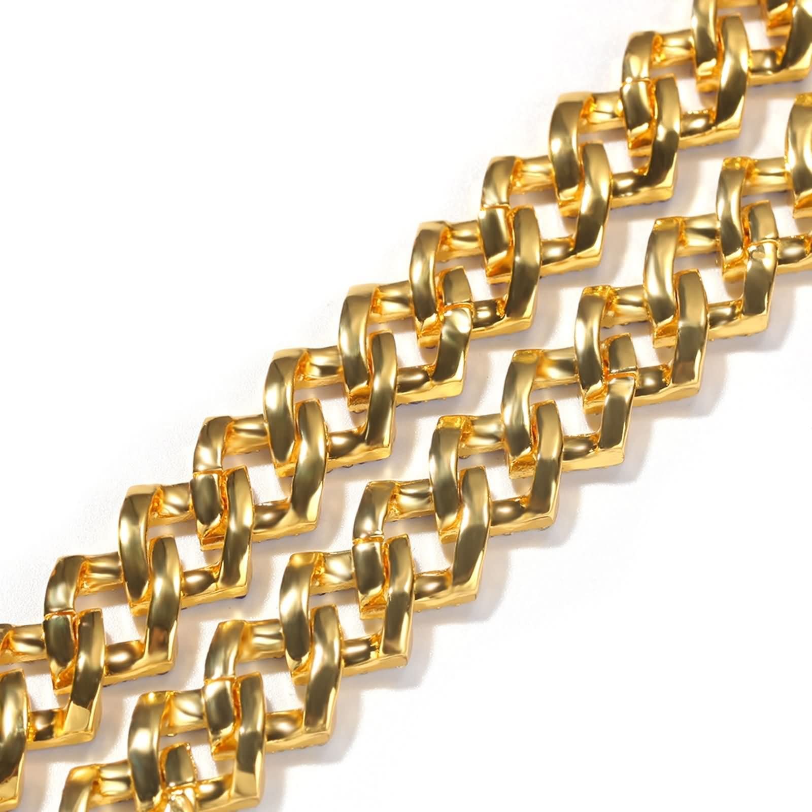 Collane Uomo Catena,Collana 41-61 cm Uomo Catenina 15 mm Catena Zirconia Cubica Bianca Catenina Lega Uomo Catenina Uomo Oro