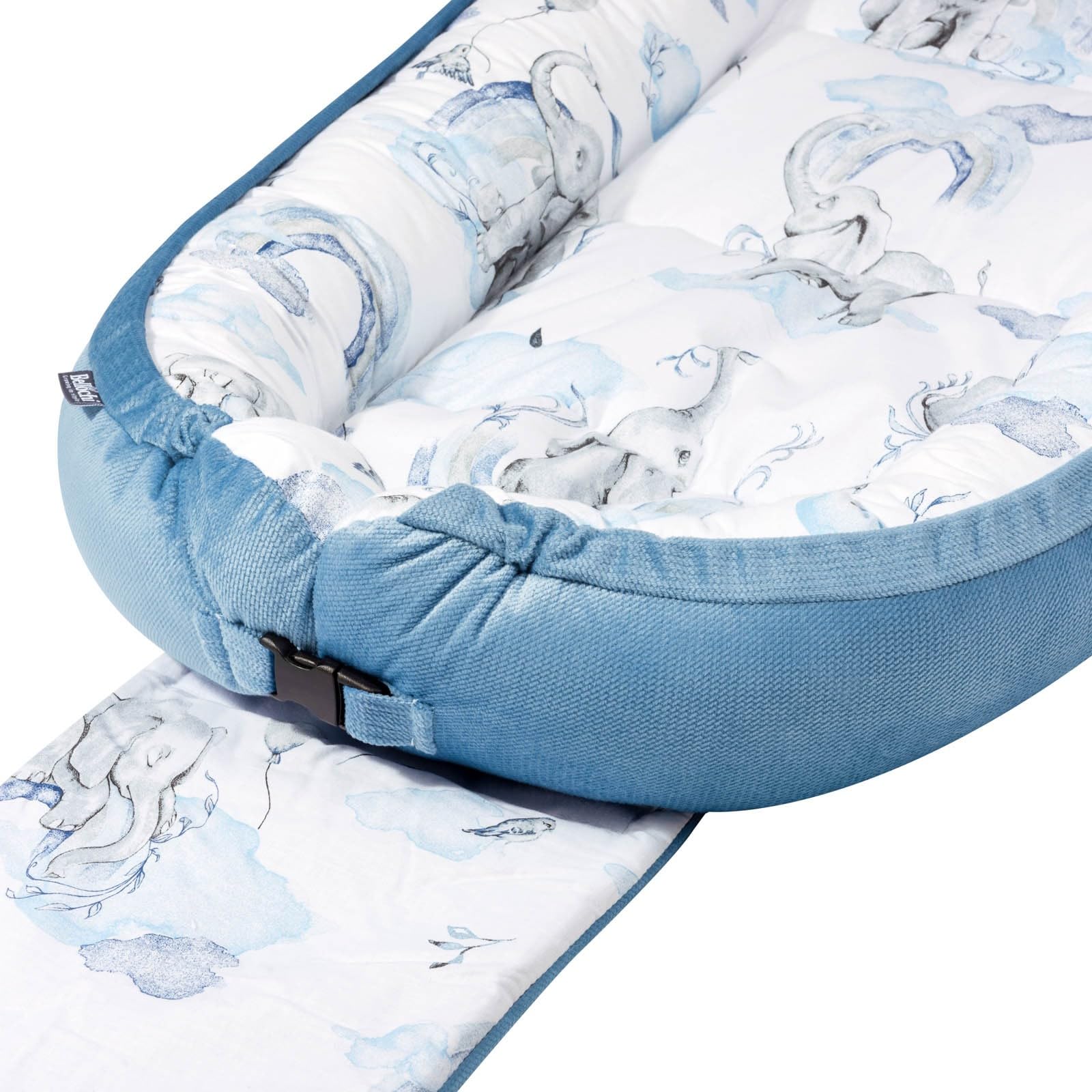 Bellochi Nid d'ange pour nouveau-né | Chaise longue | 100% coton | 90 x 60 x 12 cm – avec bords de protection | 0-9 mois | Jambo