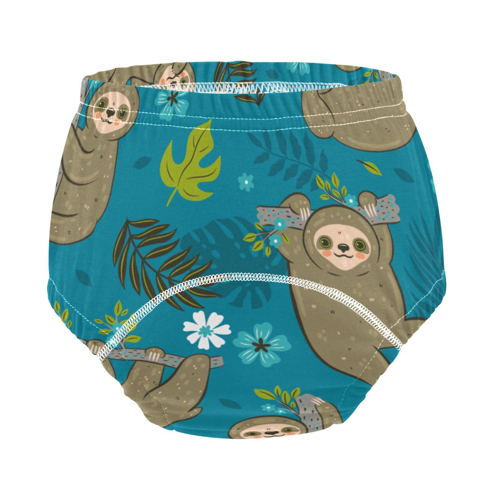 Mazeann Sloths Tropical Leaves Toddler Potty Training Underwear Cotton Absorbent Soft Baby Girl Boys Potty Training Pant 3T Multi