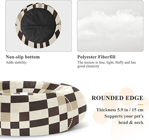 Miniatura 5 de KLL Brown Abstract Plaid Warm & Cozy Pet Cat Beds fluffier Dog Pillow Bed for Extra Small Size Pets Supplies cama elevada para Perros Grandes