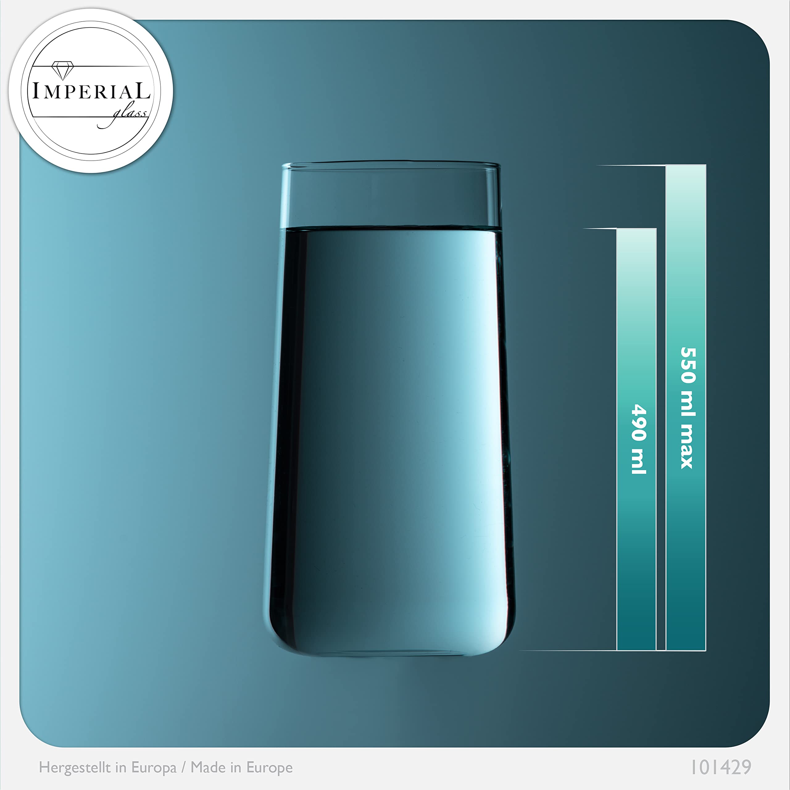 Imperial - Juego de 12 vasos de cristal (490 ml, máx. 550 ml)
