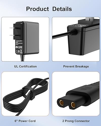 Miniatura 5 de Cargador para el borrador de pelo de mascotas Bissell, cable de carga para aspiradora de mano inalámbrica Bissell 2390A 2390 23903 2284W 2284,