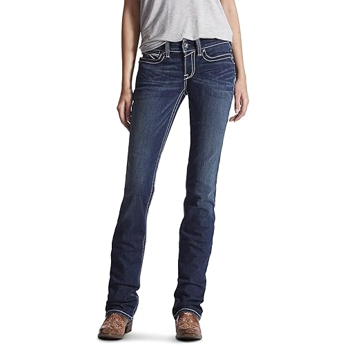ARIAT Women's R.e.a.l. Mid Rise Stretch Icon Stackable Straight Leg Jean