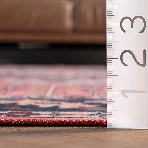 Miniatura 2 de nuLOOM Amber - Alfombra azteca floral lavable a máquina, 4x6, óxido