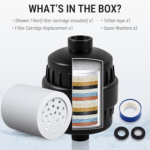Miniatura 6 de G-Promise Filtro de ducha de 16 etapas y cartucho de repuesto de 3 unidades, reduce el cloro y el fluoruro, mejora la piel seca, universal con