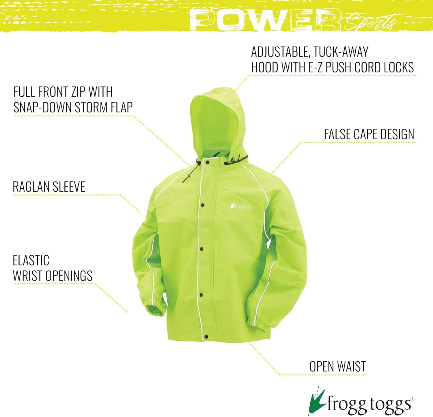 FROGG TOGGS Men's Road Toad Reflective Waterproof Rain Jacket, Hivis Green, X-Large