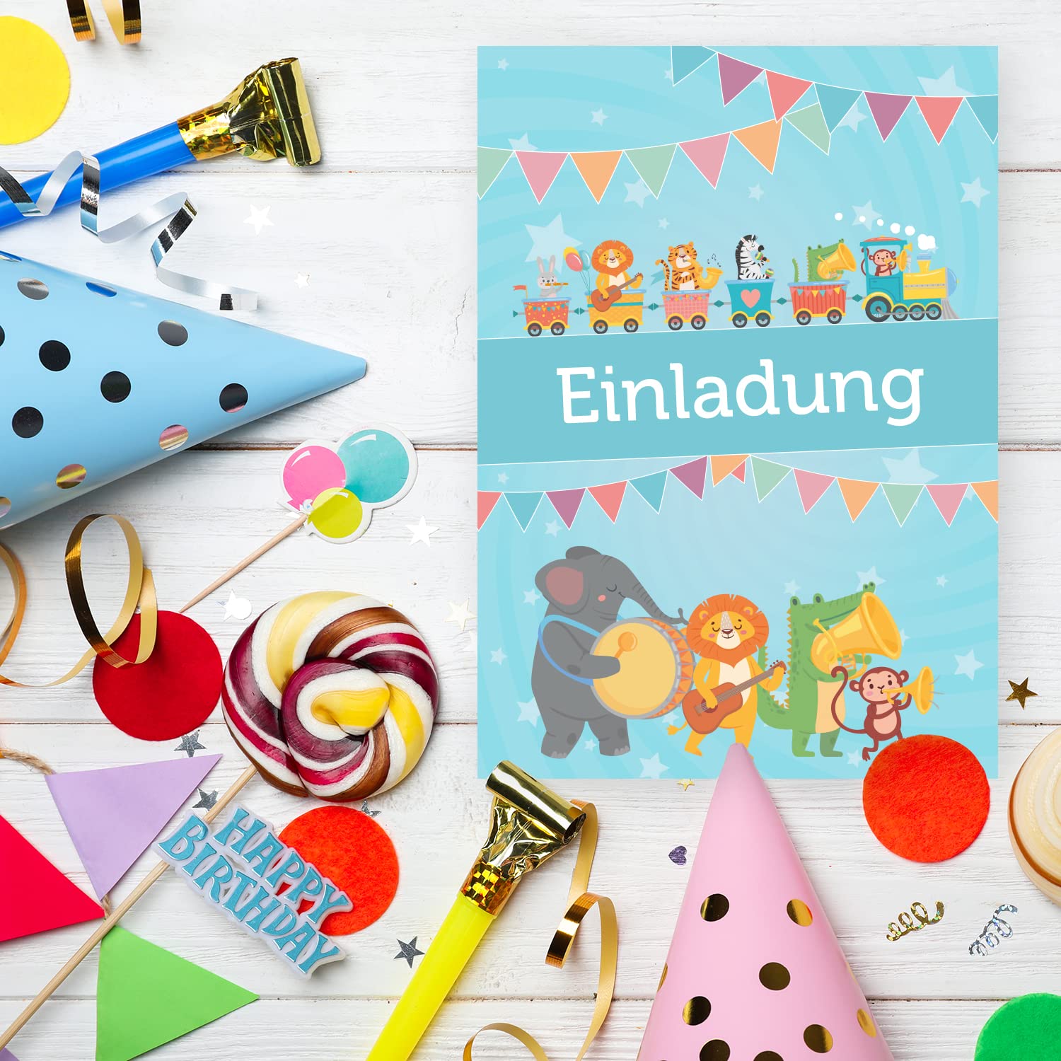 12 biglietti di invito per il compleanno dei bambini + 12 buste, gufo, panda, cartolina, 14,8 x 10,5 cm, con testo prestampato sul retro, biglietti di invito per bambini