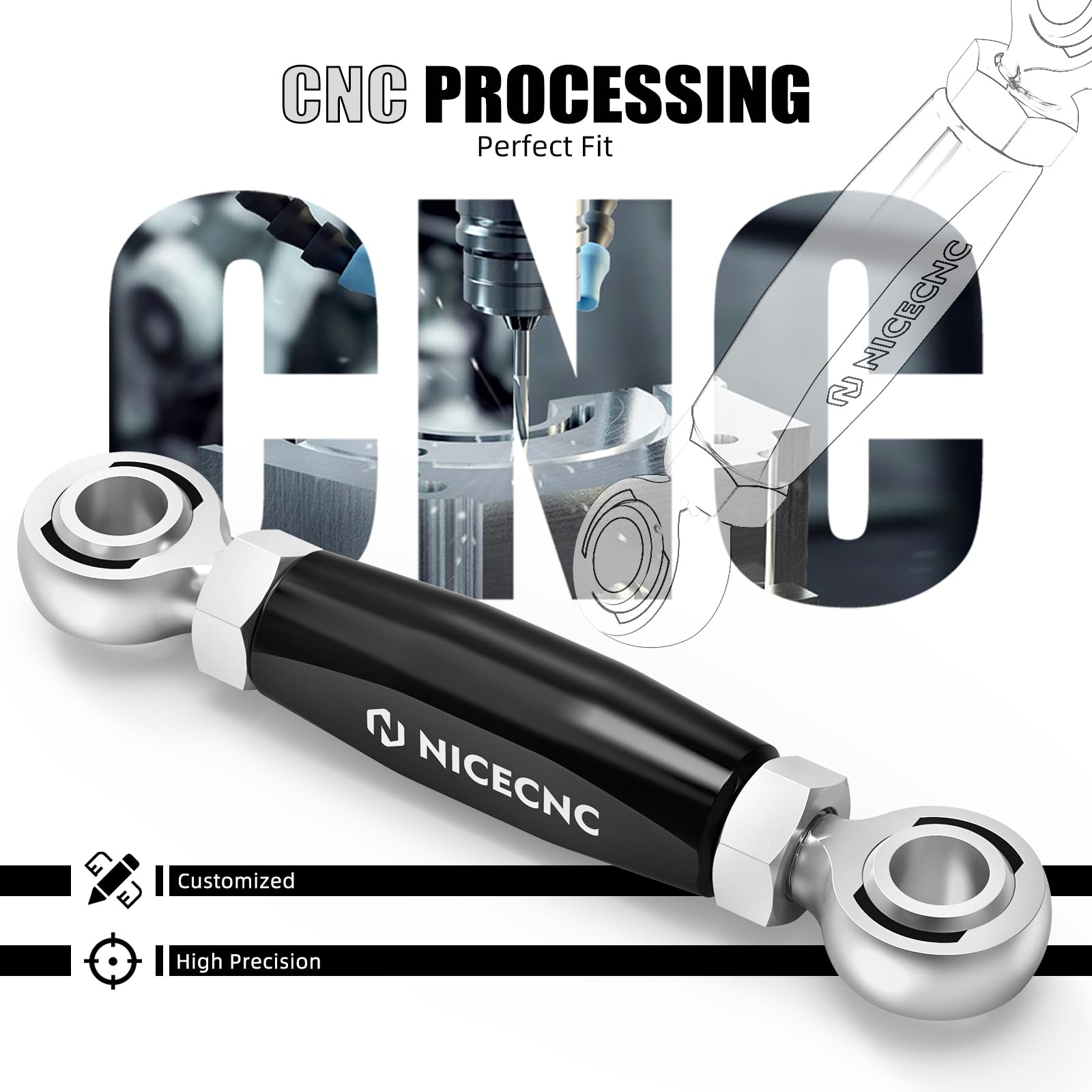 NICECNC Motorrad Motorhalterungsbügel Motorstabilisator Verbindung Compatible with Harley-Davidson CVO Road Glide Limited FLTRKSE2022-2023, Ersatz für 16219-09, Aluminium, Schwarz, Siehe