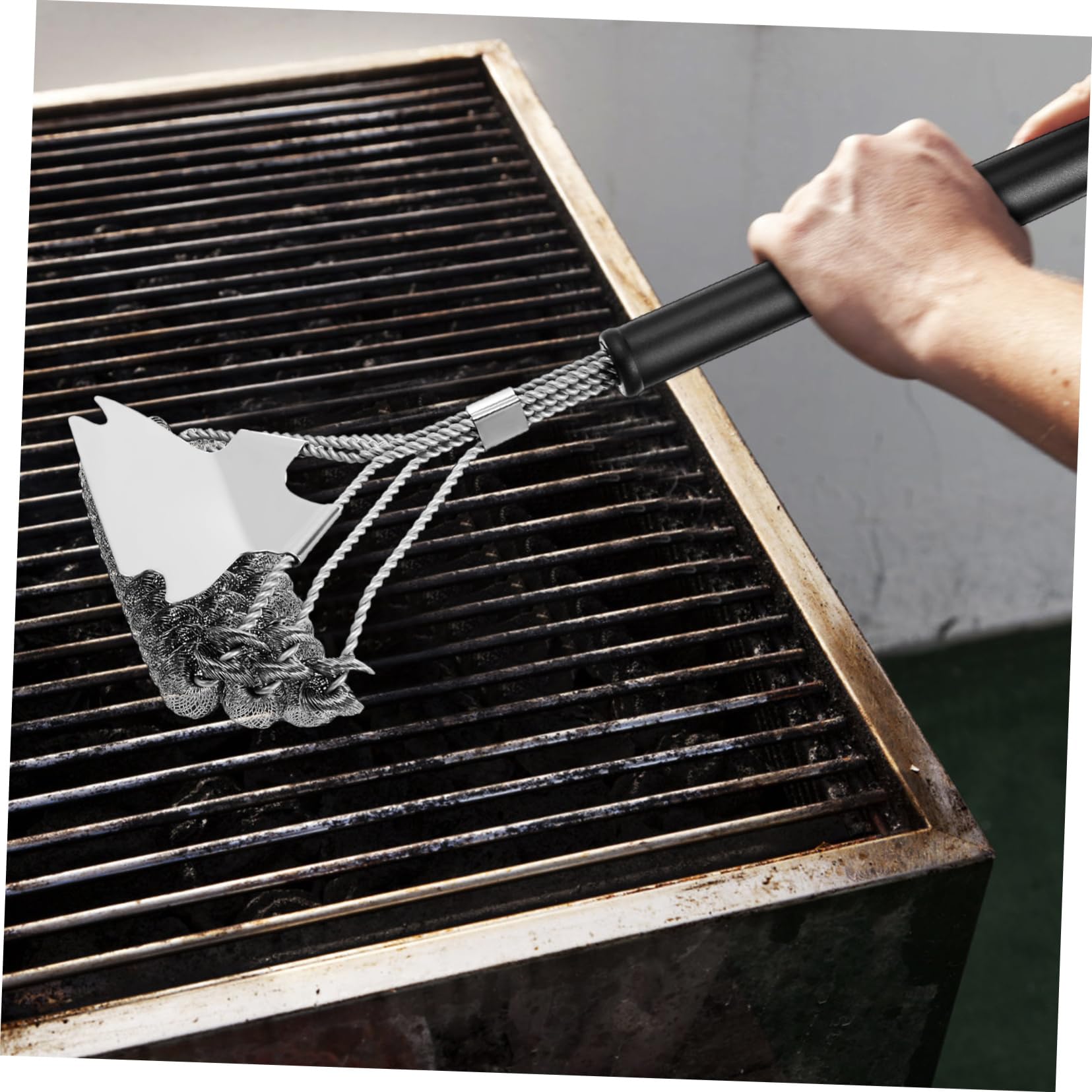 2kawałki Sztuk Szczotek Do Grilla Wodoodporne Narzędzie Do Czyszczenia Grilla z Metalowymi Włóknami Wygodny Uchwyt i Solidna Konstrukcja Zewnętrznych Urządzeń Bbq