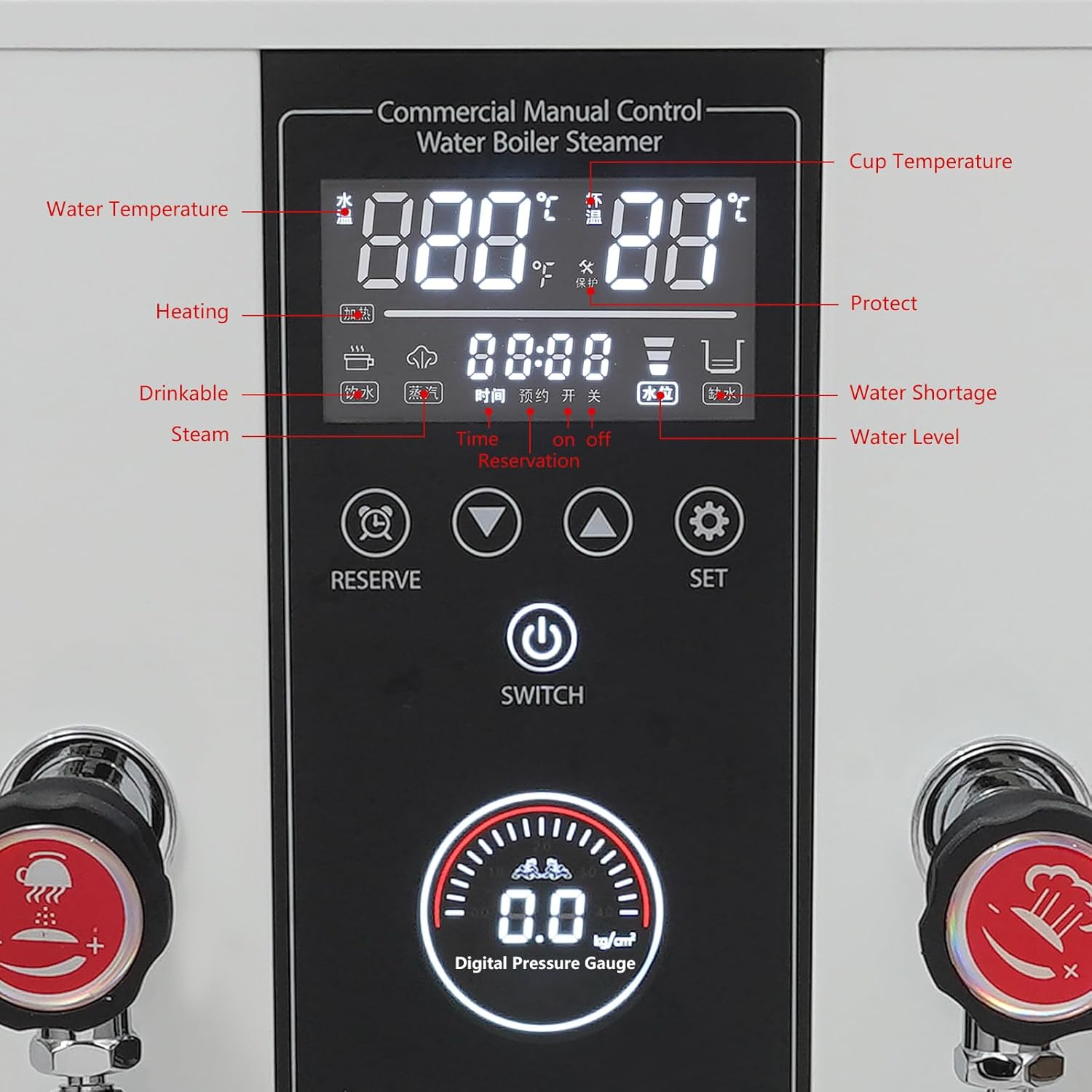 Commercial Milk Frother, 3000W 12L Steam Milk Foam Machine, Full-Automatic Steam Boiling Water Frothing Machine with 12H Timing Function for Tea Coffee Dessert Milk