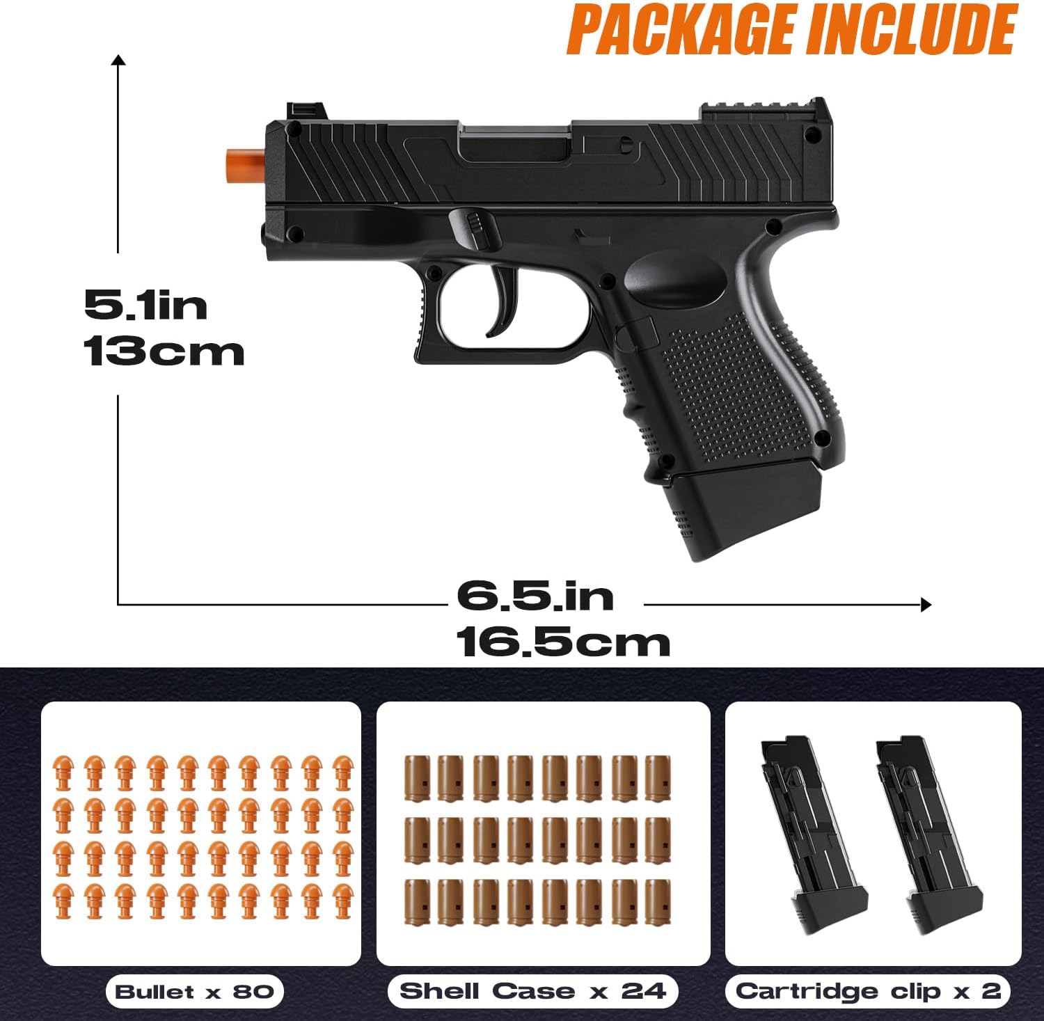 2-Pack Shell Ejecting Toys Gun - Semi-Automatic Fidget Pistol Toy Gun with Soft Bullet, Outdoor Game Toy Foam Blasters & Guns for Boys Girls Halloween Christmas Birthday Gifts (G26-Black+Brown)