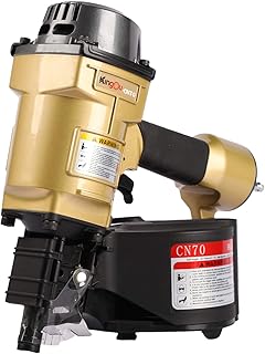 Kingou CN70 Coil Siding Nailer Decking Nailer Accepts 1-3/4-Inch to 2-3/4-Inch Nails with 1/4 NPT Air Connector 225-300pcs Load Capacity Coil Nailer Coil Nail Gun for Wooden Box Packing