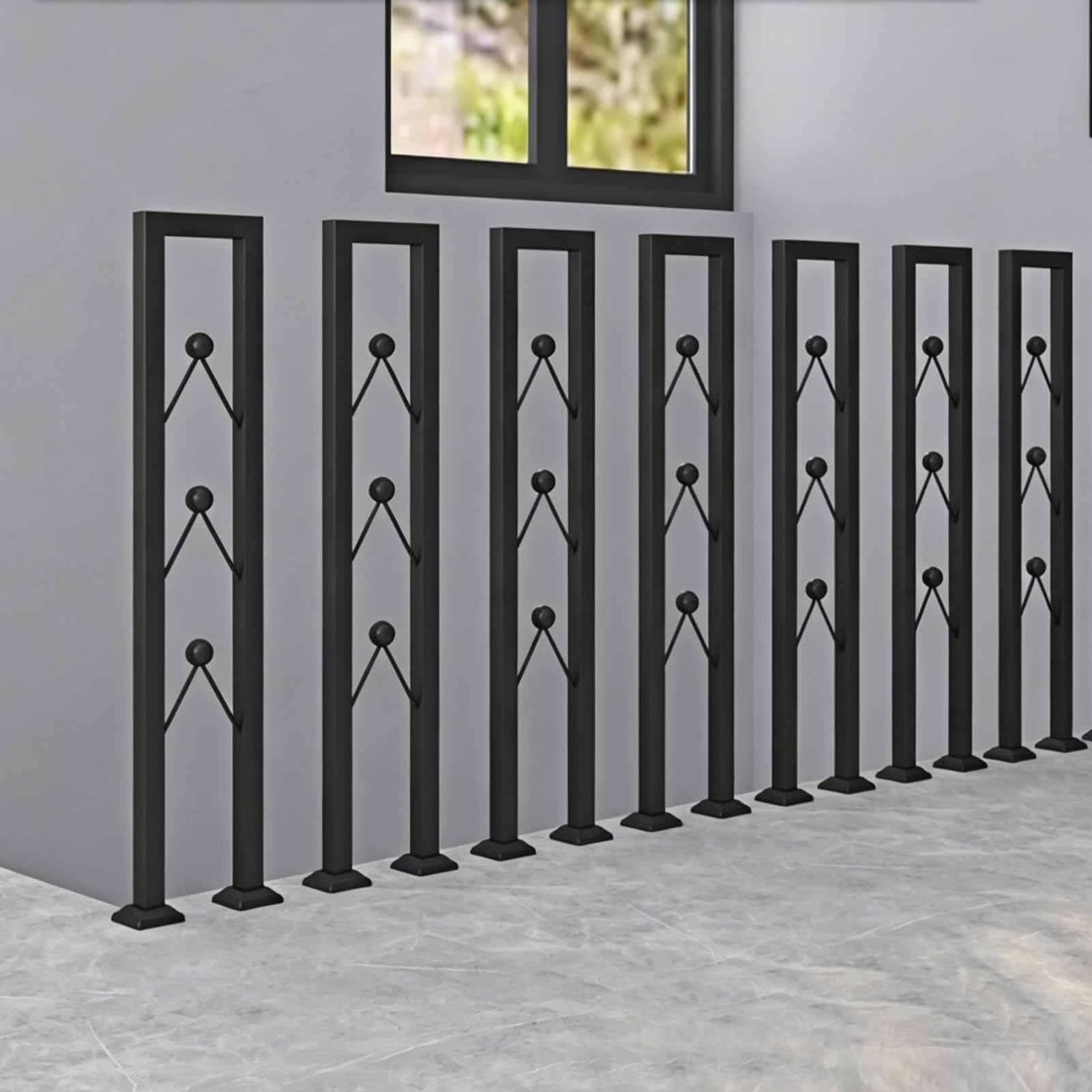 Gaommini One Color U-Shaped Railing Stairs Black Front Porch Hand Rail Banister For Indoor Balconies Hallways Apartments Villas Outdoor Grab Rails, Stair Handrail 75/85/90/95/100Cm(65Cm/26In)