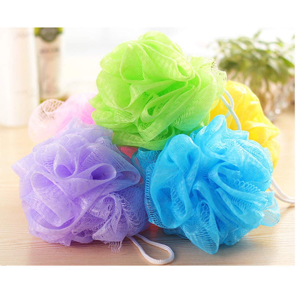 TRIXES Lot de 5 Fleurs de Douche Exfoliantes de Couleurs Variées Savonnage Facile pour le Corps, Eponge Douche et Durable, Maille Moussante Fleur de Douche Lavable, Exfoliation du Corps