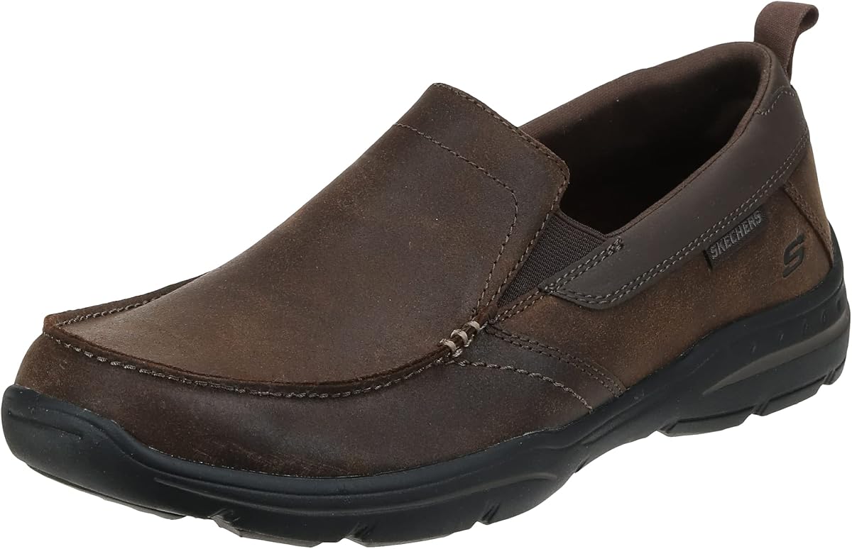 Skechers Relaxed Fit para hombre: Harper - Mocasín sin cordones Forde | Atlético, sin cordones, amortiguación máxima, Glide-Step, tapete Goga refrigerado por aire, lavable a máquina
