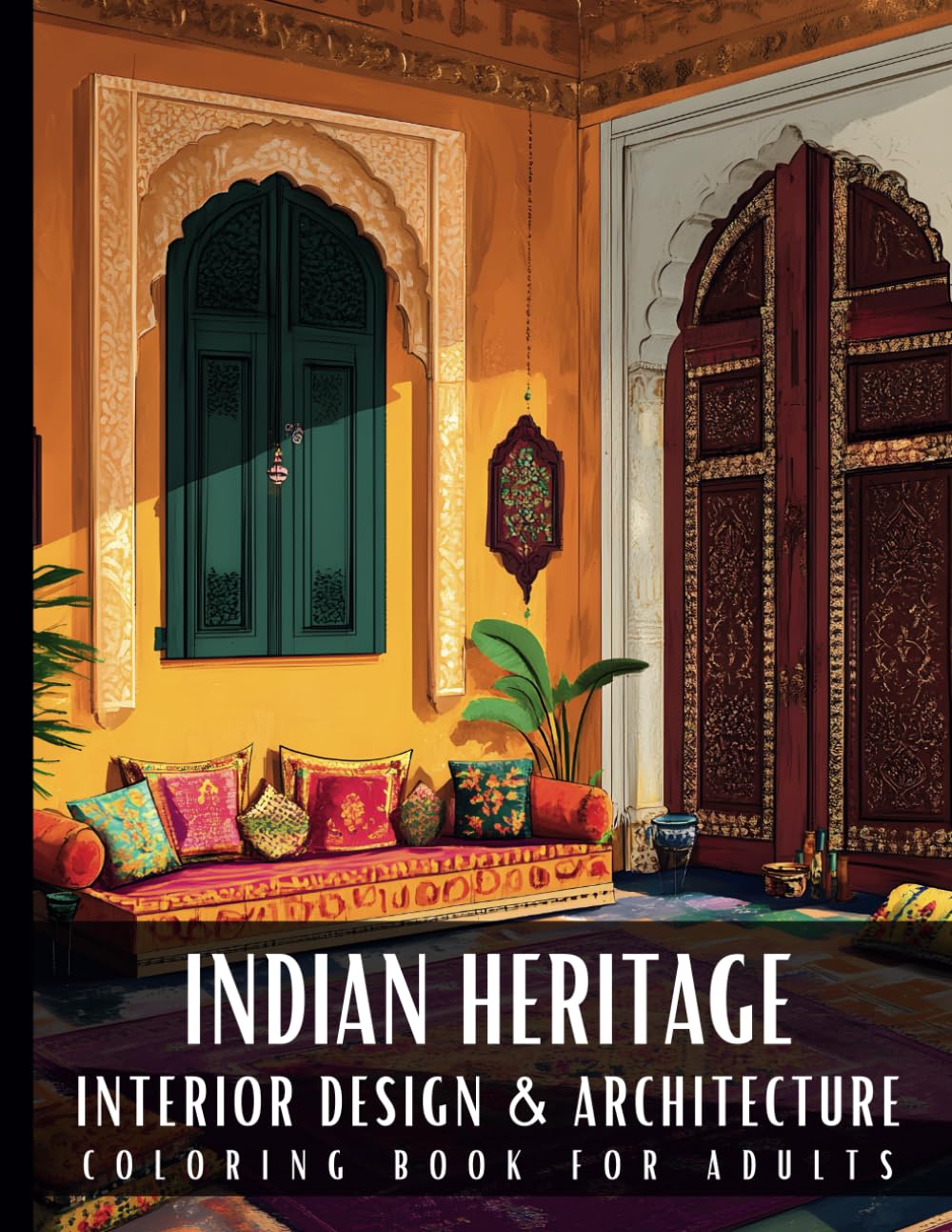 Indian Heritage Interior Design & Architecture Coloring Book for Adults: 50 Large Print Detailed Home Decor Colouring Scenes Ideal for Perfect Stress ... Relaxation and Art Therapy for Women and Men
