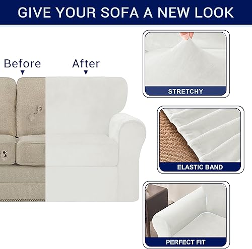 Miniatura 6 de subrtex Funda de sofá de felpa de terciopelo funda de sofá de alta elasticidad con fundas de cojín separadas funda protectora de muebles lavable a