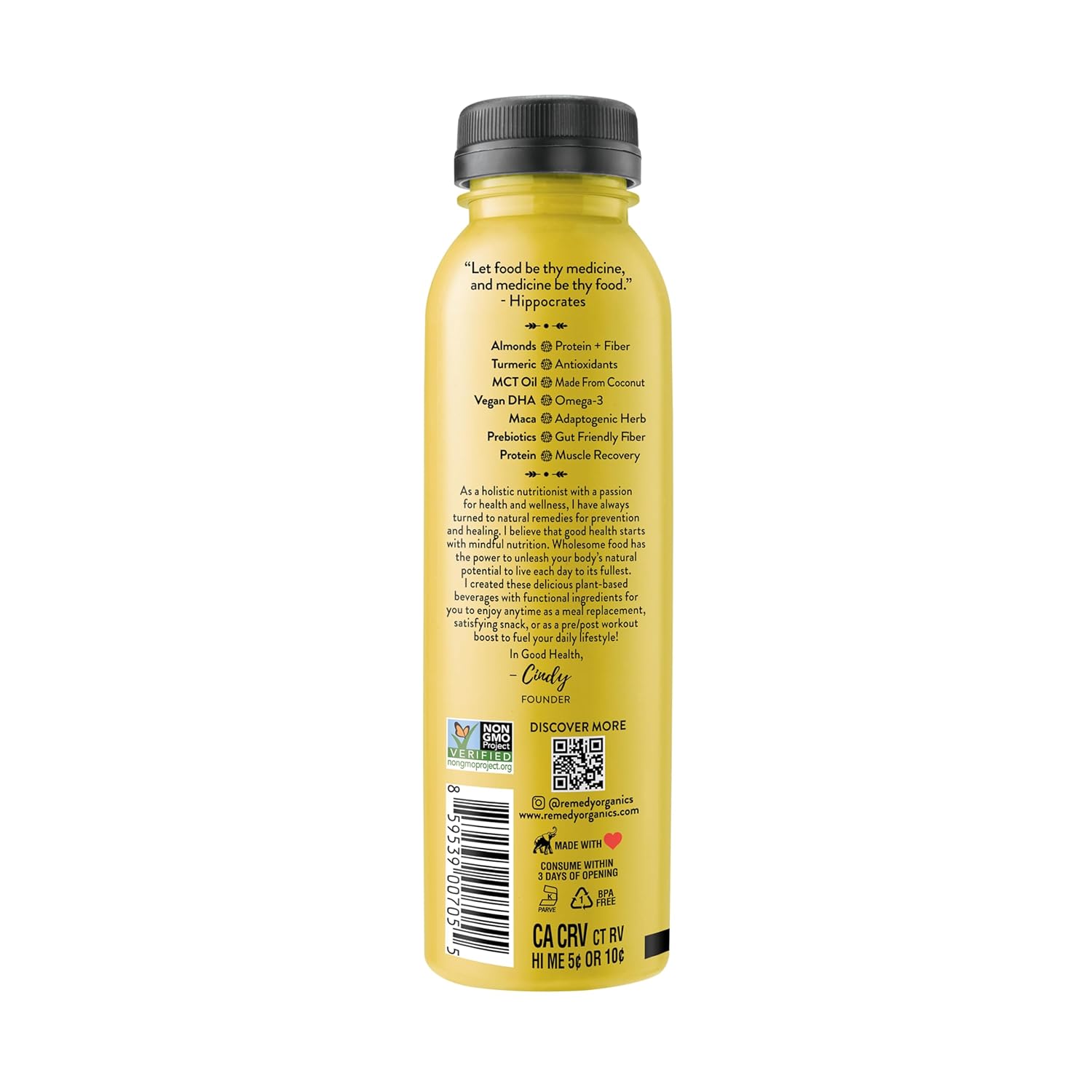 Remedy Organics Golden Mind 12-Pack | Plant Based Protein Shakes, Ready to Drink | USDA Organic, Gluten Free, Dairy Free, Soy Free