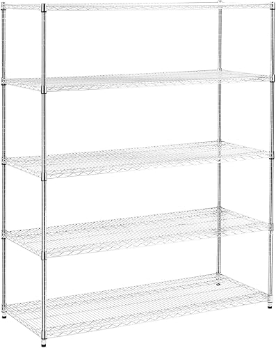 Miniatura 2 de Estantería de alambre cromado, organizador de almacenamiento ajustable de metal resistente para despensa, garaje, baño, cocina, plata