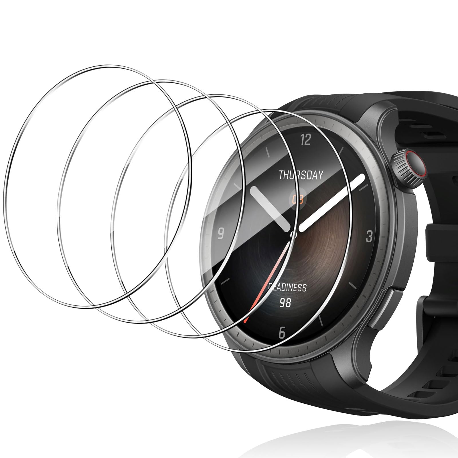 Protector de Pantalla para Amazfit Balance, 4 Piezas Dureza 9H Película Vidrio Templado Glass, Anti-arañazos Cristal Templado