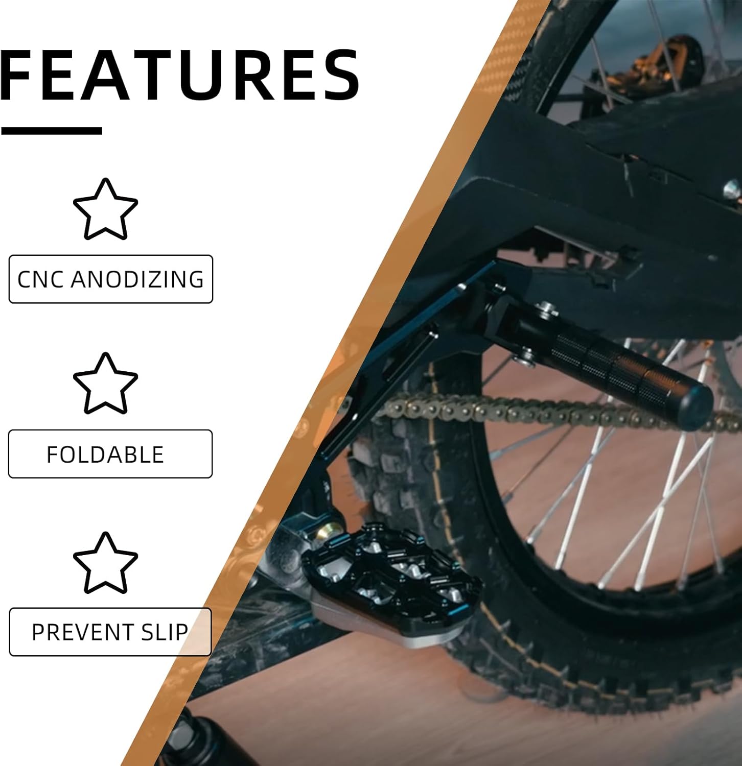 Rear Foot Pegs for Surron,Foldable Passenger Rest Pedal with Bracket CNC for Dirt Bike Surron Light Bee X/Surron Light Bee S/L1E/X260/X160