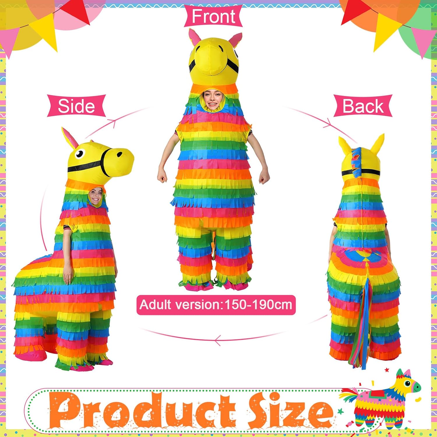 Adult Piñata Inflatable Costume Mexican Donkey Piñata Costume for Cinco De Mayo Fiesta Taco Party Luau Halloween