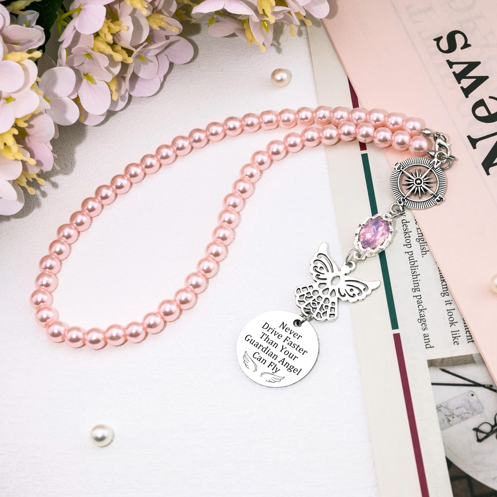 Rear View Mirror Car Accessories for Women Teen Girls Cute Car Mirror Hanging Accessories New Driver Gifts for — view 4