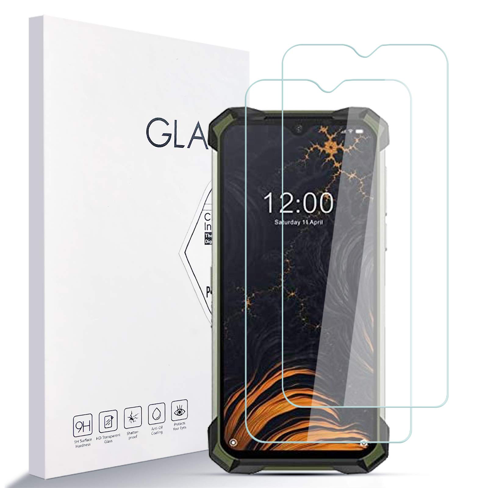 A ANGG Screen Protector for DOOGEE S88 pro [2-Pack] 9H Hardness Tempered Glass Screen Protective Film High Definition Ultra Clear 2.5D Screen Protector Compatible DOOGEE S88 pro