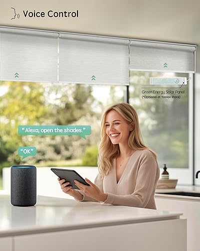 Miniatura 105 de Yoolax Persianas motorizadas con control remoto, persianas inteligentes opacas para ventanas, persianas enrollables motorizadas, persianas Tela