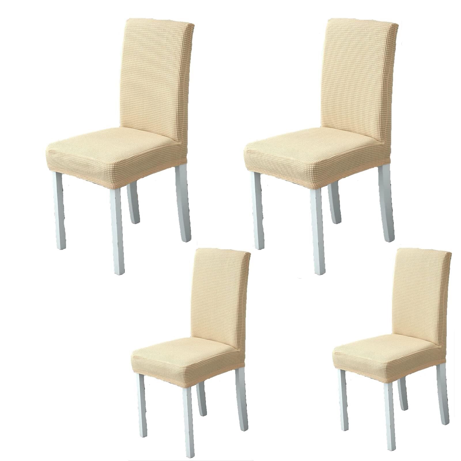 NMVAWIPT Stretch Dining Chair Slipcovers Covers Removable Kitchen Protector For Room Hotel Wedding Banquet Corn(4#,4pcs)