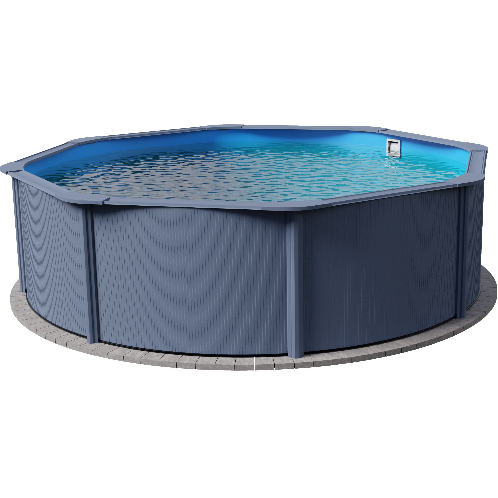 Planet Pool Stahlwandpool rund Classic 360x120 cm, Stahl 0,4 mm anthrazit, Folie 0,3 mm blau, Overlap